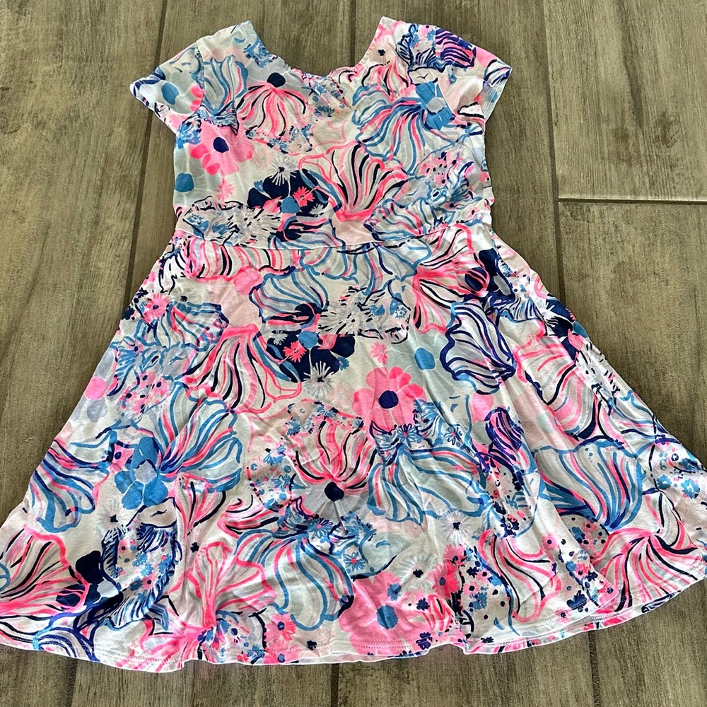 Lilly Pulitzer Pink, Blue & Navy Floral Fit-and-Flare Dress